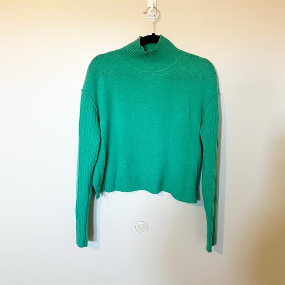 Free People Aubrey Cashmere Turtleneck green cropped sweater size small - Picture 1 of 10